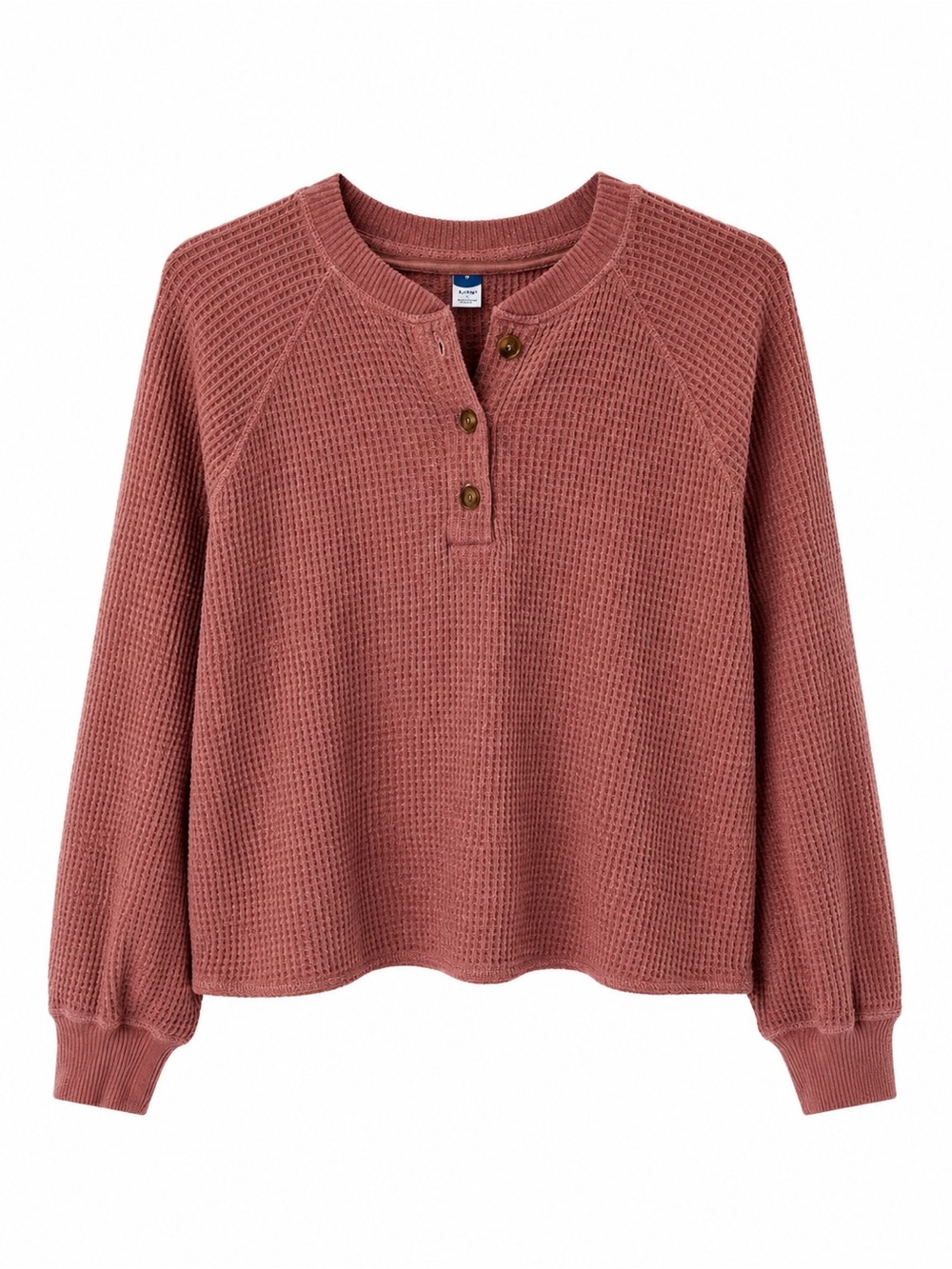 Old Navy Rose Waffle-Knit Henley Pullover